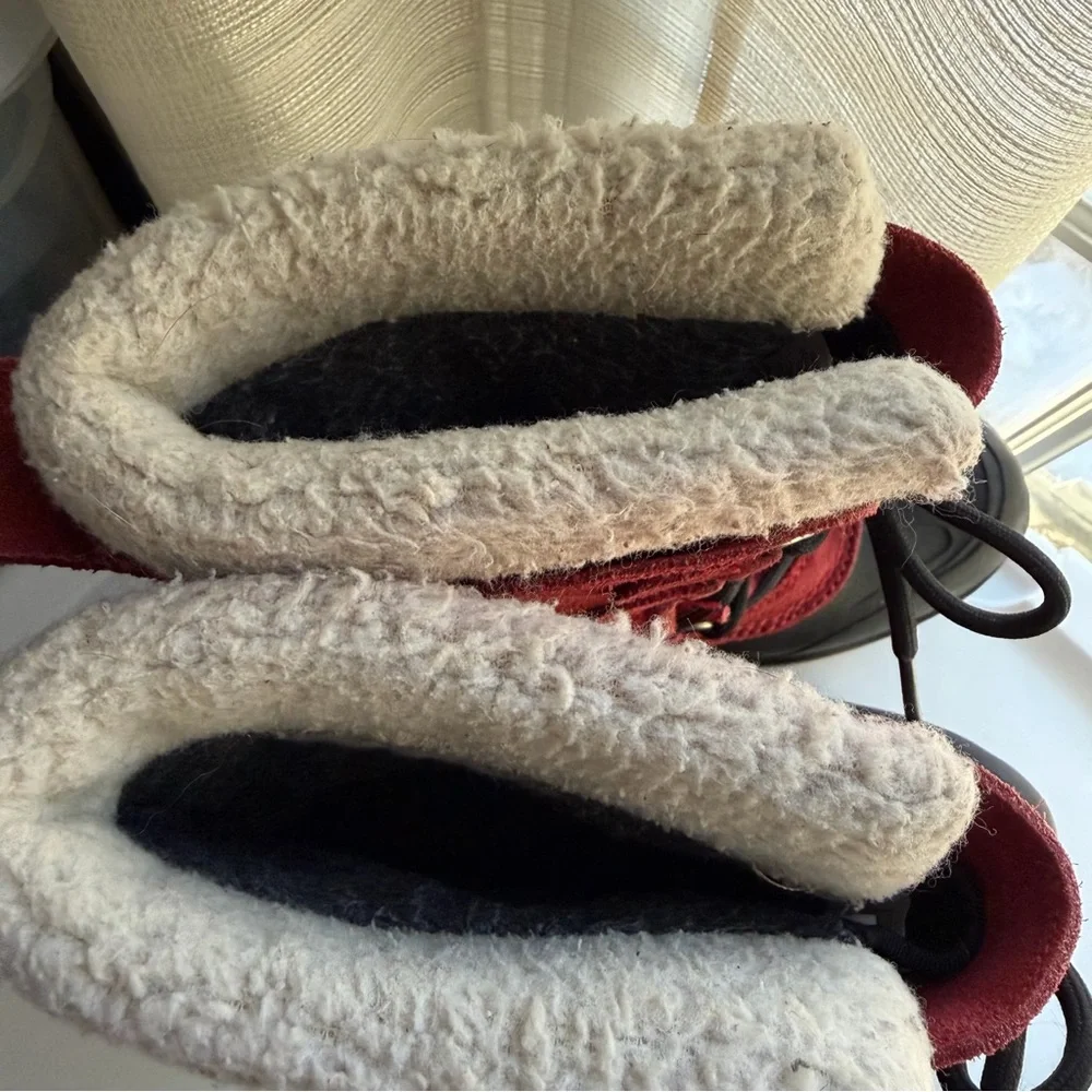 Lands End Kids Red Suede Winter Snow Boots WARM!
